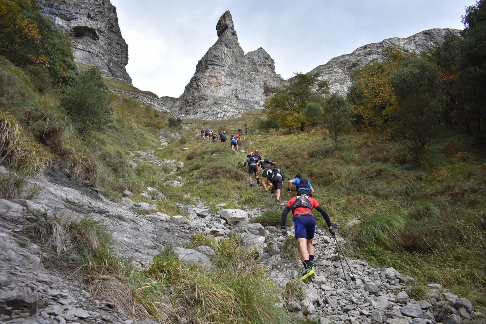 Runners on mountain trails